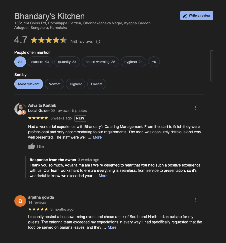 Reviews of Bhandarys Kitchen